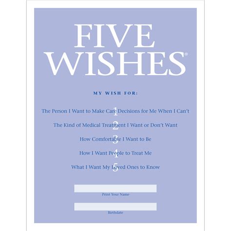Downloadable 5 Wishes Printable Version